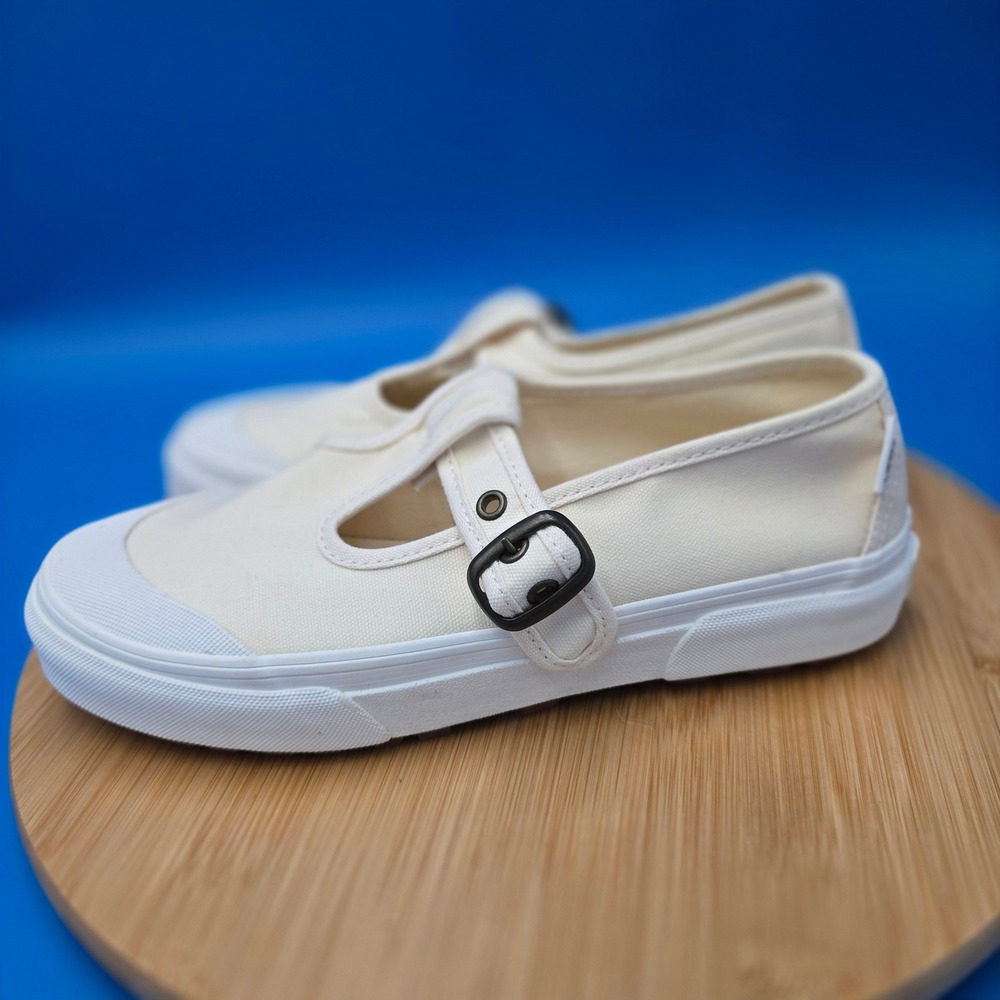 Vans Mary Jane Canvas Sneakers Cream White Buckle Low Top Women's Size 8 NWOB - Picture 3 of 8